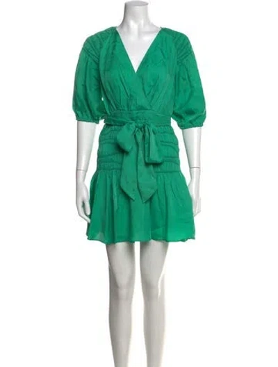 Pre-owned Ted Baker V-neck Mini Dress In Green