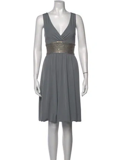 Pre-owned Ted Baker V-neck Mini Dress In Grey
