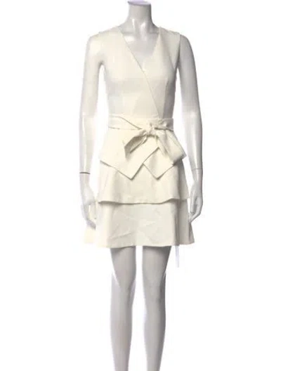 Pre-owned Ted Baker V-neck Mini Dress In Neutrals