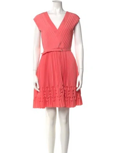 Pre-owned Ted Baker V-neck Mini Dress In Pink