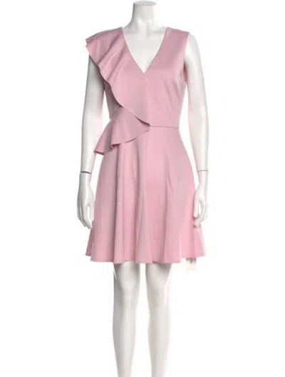 Pre-owned Ted Baker V-neck Mini Dress In Pink