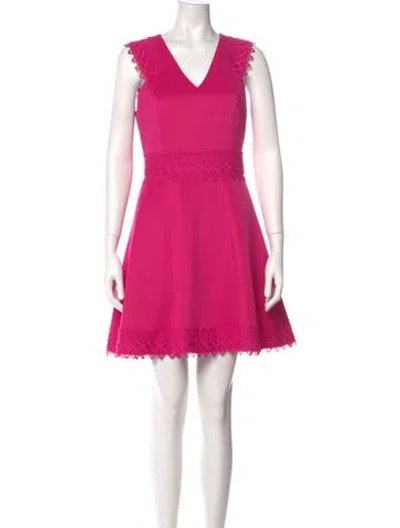 Pre-owned Ted Baker V-neck Mini Dress In Pink