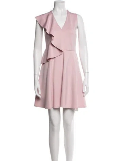 Pre-owned Ted Baker V-neck Mini Dress In Pink
