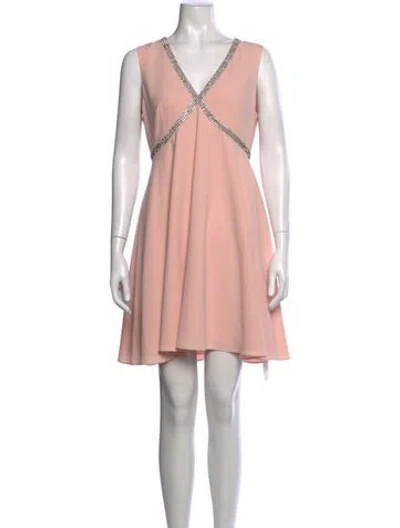 Pre-owned Ted Baker V-neck Mini Dress In Pink