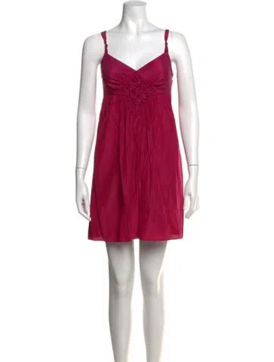 Pre-owned Ted Baker V-neck Mini Dress In Pink
