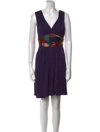 Pre-owned Ted Baker V-neck Mini Dress In Purple