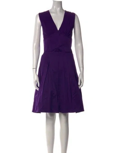 Pre-owned Ted Baker V-neck Mini Dress In Purple
