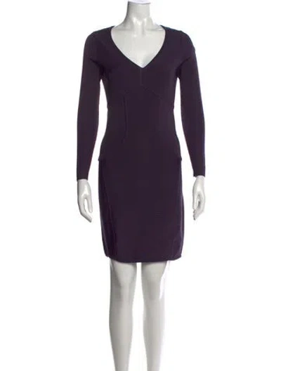Pre-owned Ted Baker V-neck Mini Dress In Purple