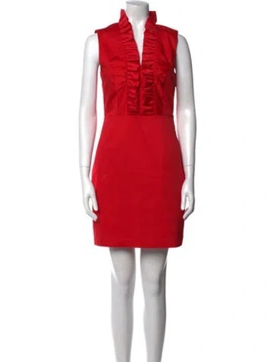 Pre-owned Ted Baker V-neck Mini Dress In Red