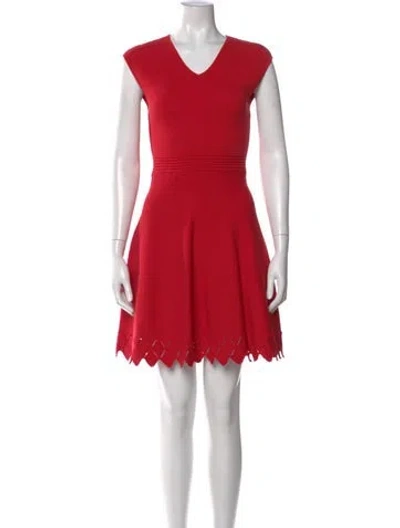 Pre-owned Ted Baker V-neck Mini Dress In Red