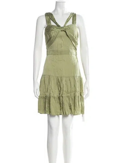 Pre-owned Ted Baker V-neck Mini Dress W/ Tags In Green