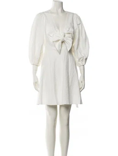 Pre-owned Ted Baker V-neck Mini Dress In White