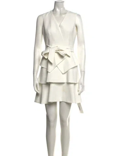 Pre-owned Ted Baker V-neck Mini Dress In White