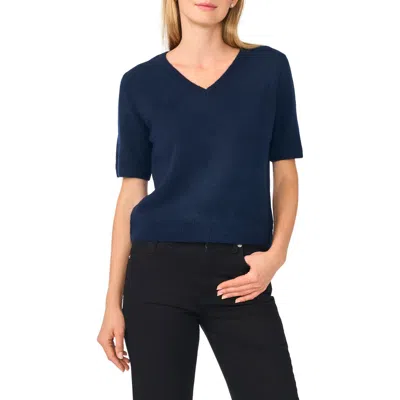 Ted Baker V-neck Short Sleeve Sweater In Blue