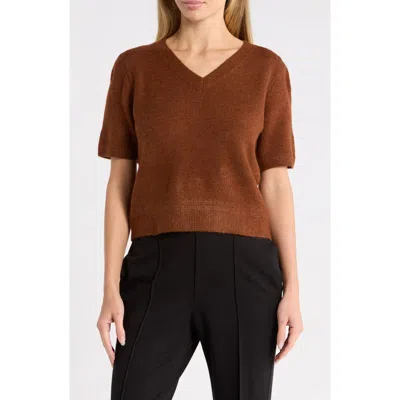 Ted Baker V-neck Short Sleeve Sweater In Nutmeg