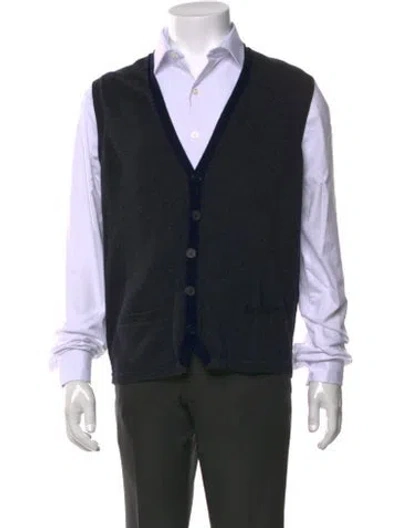 Pre-owned Ted Baker V-neck Sleeveless Cardigan In Blue