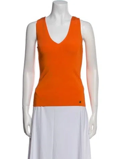 Pre-owned Ted Baker V-neck Sleeveless Top W/ Tags In Orange