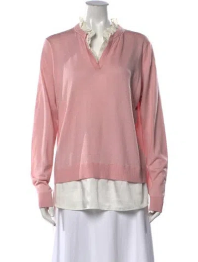 Pre-owned Ted Baker V-neck Sweater In Pink/white