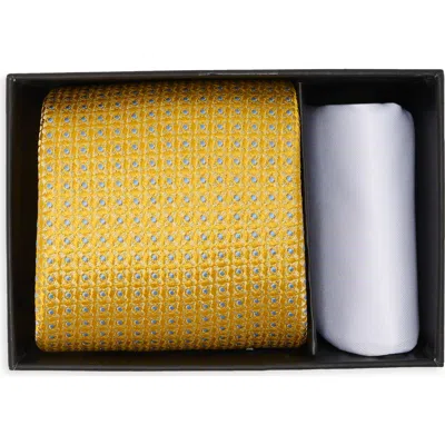 Ted Baker Waldram Silk Blend Tie & Pocket Square Set In Yellow