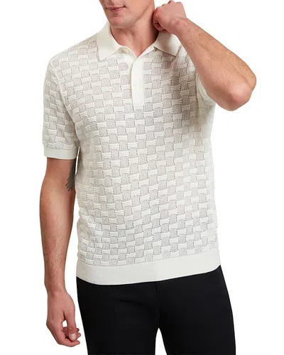 Ted Baker Waterby Short Sleeve Silk And Cotton Textured Polo