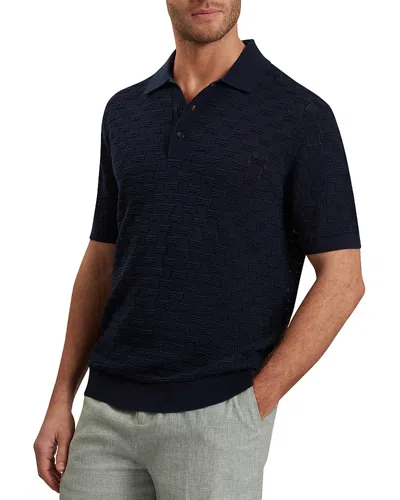 Ted Baker Waterby Short Sleeve Silk And Cotton Textured Polo