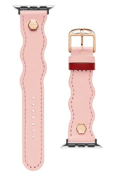 Ted Baker Wavy Leather 20mm Apple Watch® Watchband In Pink