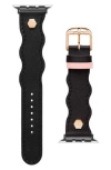 Ted Baker Wavy Leather 20mm Apple Watch® Watchband In Black