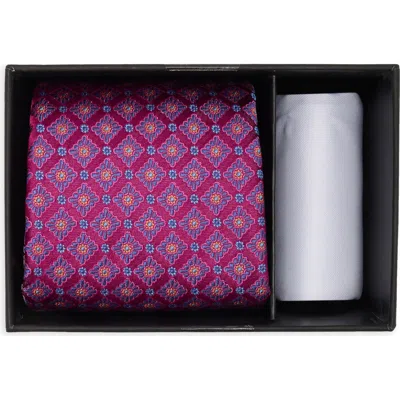 Ted Baker West Grove Silk Blend Tie & Pocket Square Set In Purple