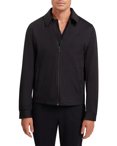 Ted Baker Wettin Soft Shell Fleece Harrington Jacket In Black