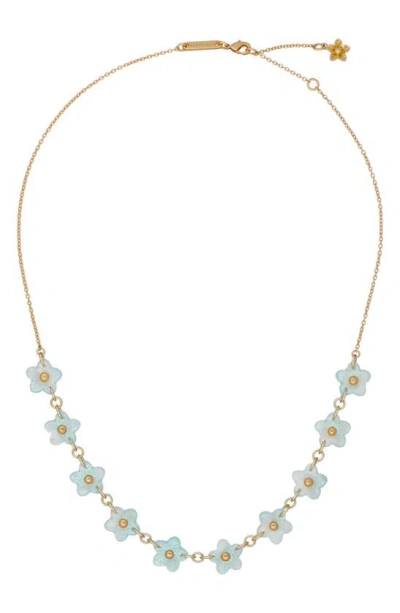 Ted Baker Wiila Flower Statement Necklace In Gold Tone/ Mint