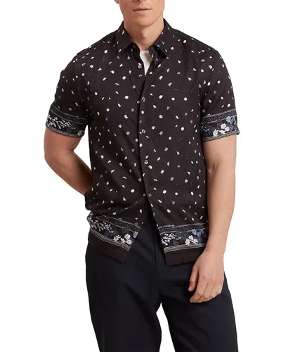 Ted Baker Wold Floral Scarf Print Shirt In Brown