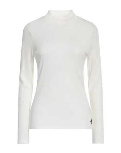 Ted Baker Woman Turtleneck Cream Size 5 Cotton, Modal, Linen, Polyester In White
