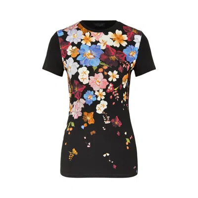 Ted Baker Women's Bealaa Printed Fitted Floral T-shirt In Black