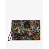 TED BAKER TED BAKER WOMEN'S BLACK BEININA FLORAL-PRINT FAUX-LEATHER CLUTCH