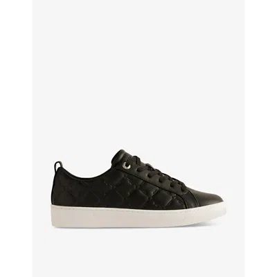Ted Baker Womens Black Maddisn Debossed Leather Low-top Trainers