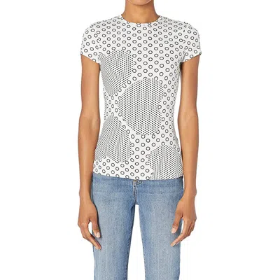 Ted Baker Women's Black White Heart Print Sirah Printed Stretch Fitted Tee T-shirt In Beige