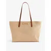 TED BAKER TED BAKER WOMEN'S BROWN EDANES LEATHER-TRIM WOVEN TOTE BAG