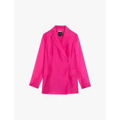 Ted Baker Womens Brt-pink Yomu Double-breasted Woven Blazer