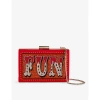 TED BAKER TED BAKER WOMEN'S BRT-RED FUN CRYSTAL-EMBELLISHED BOX CLUTCH BAG