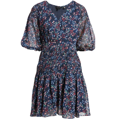 Ted Baker Women's Casidee Heart Print Puff Sleeve Chiffon Mini Dress In Multi