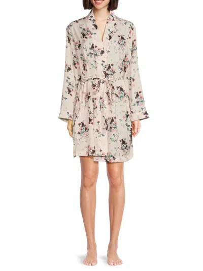 Ted Baker Women's Floral Satin Robe In Pink Multi