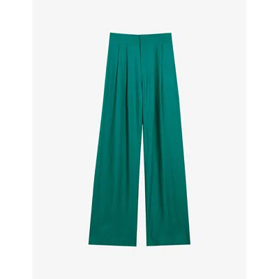 Ted Baker Womens Green Krissi Wide-leg High-rise Woven Trousers