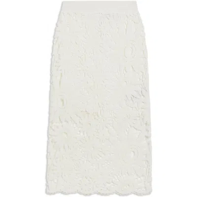 Ted Baker Womens Ivory Bitriss Floral-crochet Cotton-blend Midi Skirt