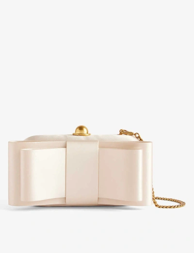 Ted Baker Womens Ivory Bowelaa Satin Clutch Bag