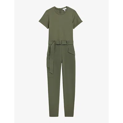 Ted Baker Womens Khaki Graciej High-rise Short-sleeve Stretch-woven Jumpsuit