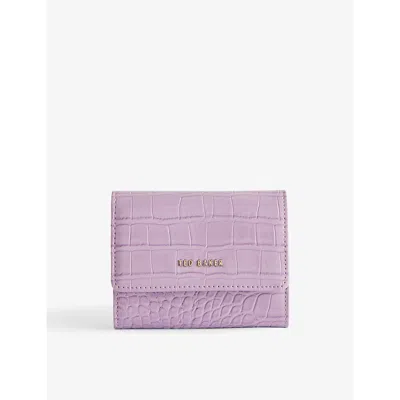 Ted Baker Womens Lilac Conilya Croc-embossed Faux-leather Card Holder