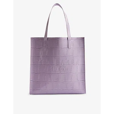 Ted Baker Womens Lilac Croccon Faux-leather Shopper Tote Bag