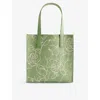 TED BAKER TED BAKER WOMEN'S LT-GREEN LINECON LINEAR-FLORAL SMALL ICON FAUX-LEATHER TOTE