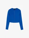 Ted Baker Womens Mid-blue Kklara Scallop-trim Stretch-knit Cardigan