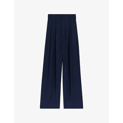 Ted Baker Womens Navy Krissi Wide-leg High-rise Woven Trousers